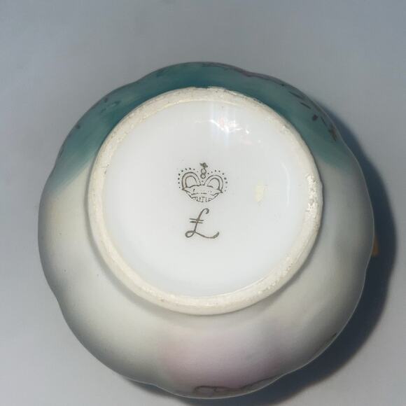 Lefton Pink Floral Miniature Creamer Pitcher w/ Underplate Saucer - Picture 7 of 12